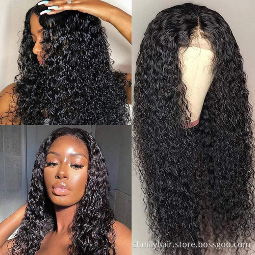 Shmily 100% Brazilian Human Hair Wigs 150 180 Density Aligned Cuticle Virgin Hair Wig Kinky Curly Lace Front Wig Human Hair